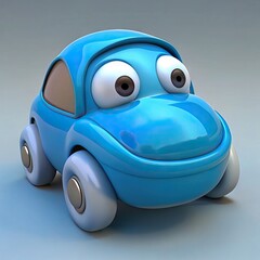 Car emoji character with eyes in 3d render. Generative AI
