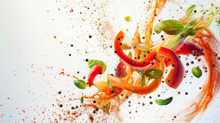 Conceptual depiction of spinning ingredients blending together, symbolizing harmony in cooking