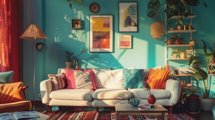 Creative poster design presenting eclectic interior decor ideas for unique living spaces