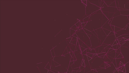 Abstract digital connection moving dots and lines. Technology background. Network connection structure. Digital background. Colored polygonal space. 3D Vector illustration.
