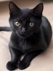 Black Cat Animal Realistic Photo Illustration Art