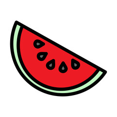 Watermelon Slice Line Filled Icon Design