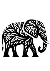 Fototapeta premium Wooden Elephant SVG, Animal Tree, Elephant Design, Elephant Silhouette, Elephant Head SVG, Africa SVG, Elephant Clipart, Elephant Cut file for Cricut, Elephant Art Print