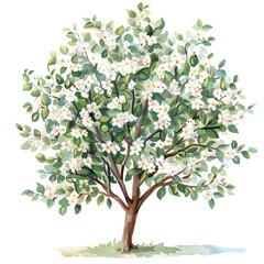 Obraz premium Trees front view, PNG, watercolor style vector tree, Serviceberry tree, architectural element, PNG bundle, vector clipart, transparent background