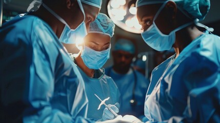 Diverse Team of Surgeons Collaborating in Operating Room - Powered by Adobe