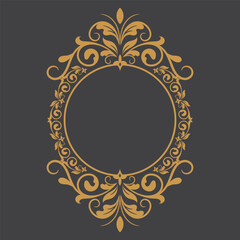 Golden Vintage frame Ornament in Circle Size.Golden Ring Border ornament.Suitable for wedding invitation card.