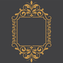 Golden Vintage frame Ornament in square Size.Golden Border ornament.Suitable for wedding invitation card.
