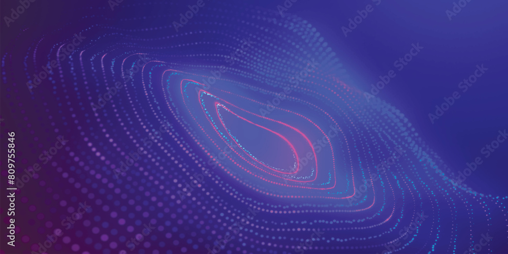 Poster technology background. abstract circular wave of particles. futuristic dotted wave. visualization of