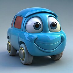 Car emoji character with eyes in 3d render. Generative AI