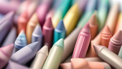 colored pastel crayons, isolated white background
 - Powered by Adobe
