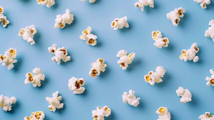 Minimalist layout of spinning popcorn kernels in a minimalist pattern