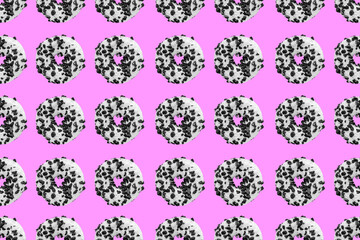 Cookie donut pattern on pink background
