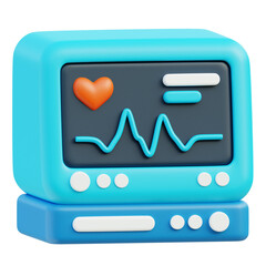 3D illustration of a heart monitor, shows a heart rate graph, ideal for medical educational