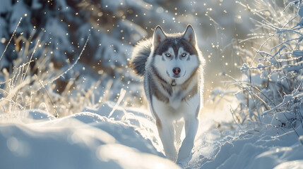 Arctic Majesty: Siberian Husky in Snowy Splendor
