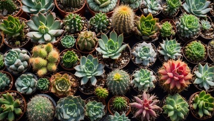 Obraz premium succulents, top view, house plant store