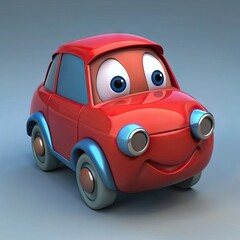 Car emoji character with eyes in 3d render. Generative AI