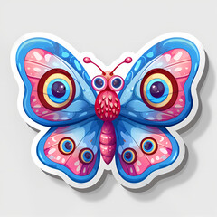 Obraz premium Cute butterfly cartoon on a White Canvas Sticker,vector image
