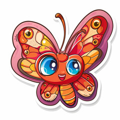Fototapeta premium Cute butterfly cartoon on a White Canvas Sticker,vector image