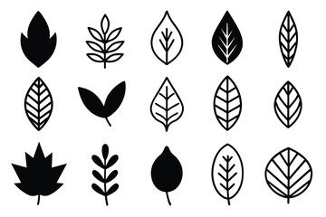 Doodle Leaves Collection Set vector design