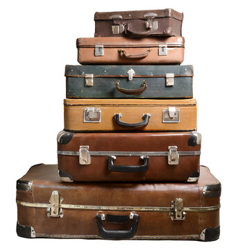 a stack of old suitcases