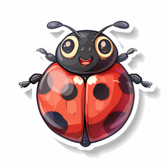 Fototapeta premium Cute Ladybug cartoon on a White Canvas Sticker,vector image