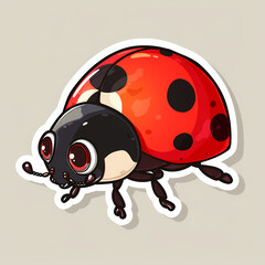 Obraz premium Cute Ladybug cartoon on a White Canvas Sticker,vector image