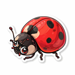 Fototapeta premium Cute Ladybug cartoon on a White Canvas Sticker,vector image