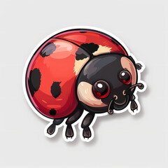 Fototapeta premium Cute Ladybug cartoon on a White Canvas Sticker,vector image