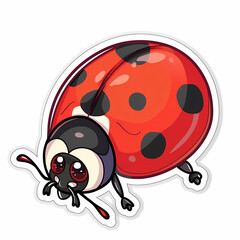 Obraz premium Cute Ladybug cartoon on a White Canvas Sticker,vector image