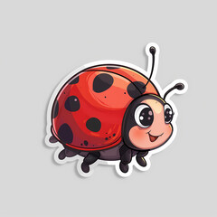 Fototapeta premium Cute Ladybug cartoon on a White Canvas Sticker,vector image