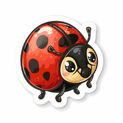 Obraz premium Cute Ladybug cartoon on a White Canvas Sticker,vector image