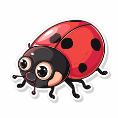 Fototapeta premium Cute Ladybug cartoon on a White Canvas Sticker,vector image