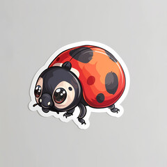 Fototapeta premium Cute Ladybug cartoon on a White Canvas Sticker,vector image