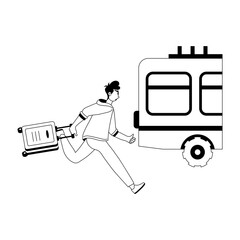Here’s a glyph illustration of man chasing bus 