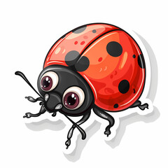 Fototapeta premium Cute Ladybug cartoon on a White Canvas Sticker,vector image