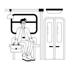 A glyph style illustration of subway travel 