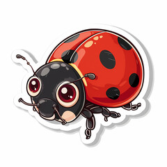 Obraz premium Cute Ladybug cartoon on a White Canvas Sticker,vector image