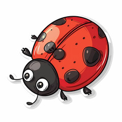 Fototapeta premium Cute Ladybug cartoon on a White Canvas Sticker,vector image