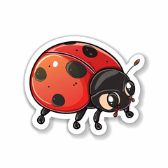 Obraz premium Cute Ladybug cartoon on a White Canvas Sticker,vector image