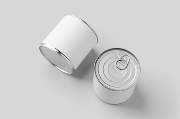 Food tin can packaging mockup, medium size.