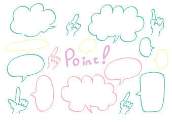 ふきだしと指差しイラスト素材　手書き風
