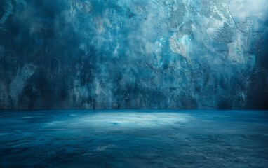 A blue wall with a large empty space in the middle. The wall is covered in graffiti and has a blue and white color scheme