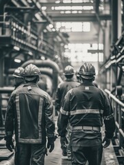 Obraz premium A group of men wearing hard hats