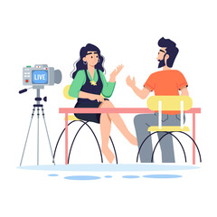 Ready to use flat illustration of interview recording 