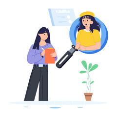 Easy to edit flat illustration of talent search 