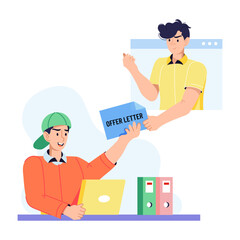 Here’s a flat illustration depicting offer letter 