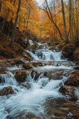 Obraz premium A beautiful waterfall with a stream of water flowing down it