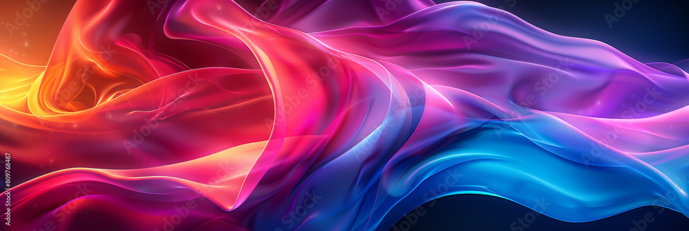 Poster abstract colorful neon light wavy background,3d abstract dots representing digital binary data. conc