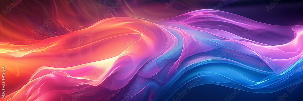 Poster abstract colorful neon light wavy background,3d abstract dots representing digital binary data. conc