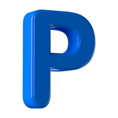 3d Font Blue Uppercase .  Letter P